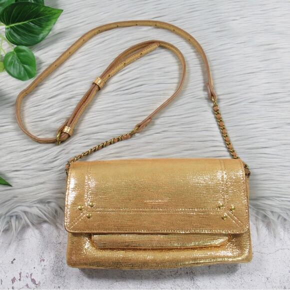 JEROME DREFUSS Charly Crossbody Bag Gold Metallic Mini Purse - Picture 1 of 12